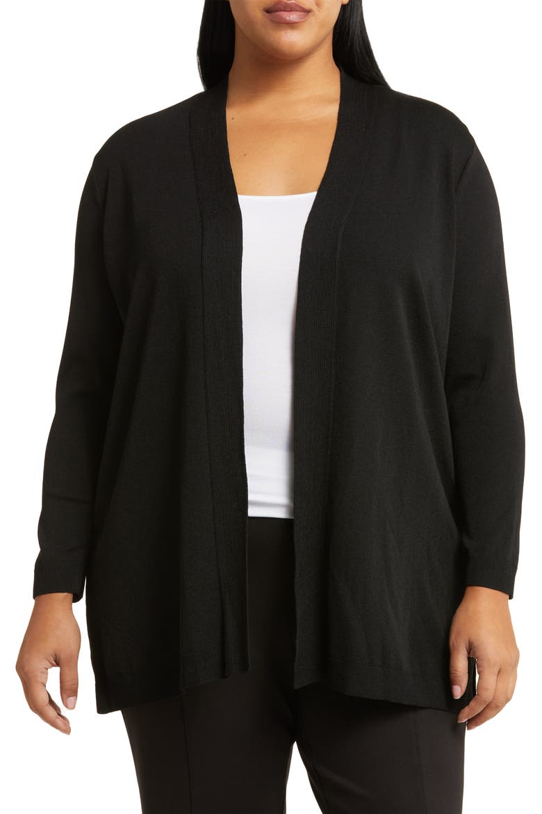 Icon Open Front Sweater, Main, color, JONES BLACK