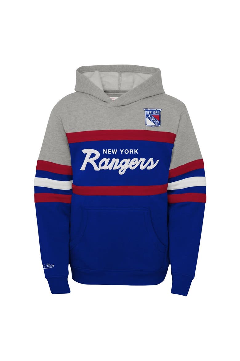 Youth Mitchell & Ness Blue New York Rangers Head Coach Pullover Hoodie, Alternate, color, Blue