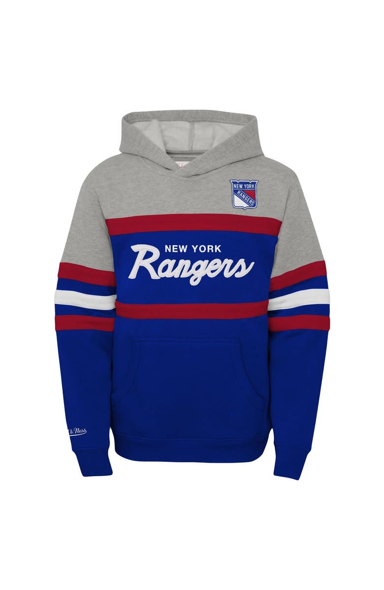 Mitchell & Ness Youth Mitchell & Ness Blue New York Rangers Head Coach Pullover Hoodie, Alternate, color, Blue