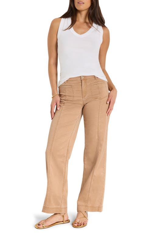 Shop Nic + Zoe Nic+zoe Sateen Wide Leg Pants In Burro