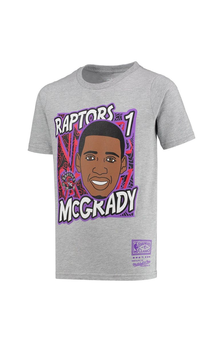 Mitchell & Ness Youth Mitchell & Ness Tracy McGrady Gray Toronto Raptors Hardwood Classics King of the Court Player T-Shirt, Alternate, color, Heather Gray