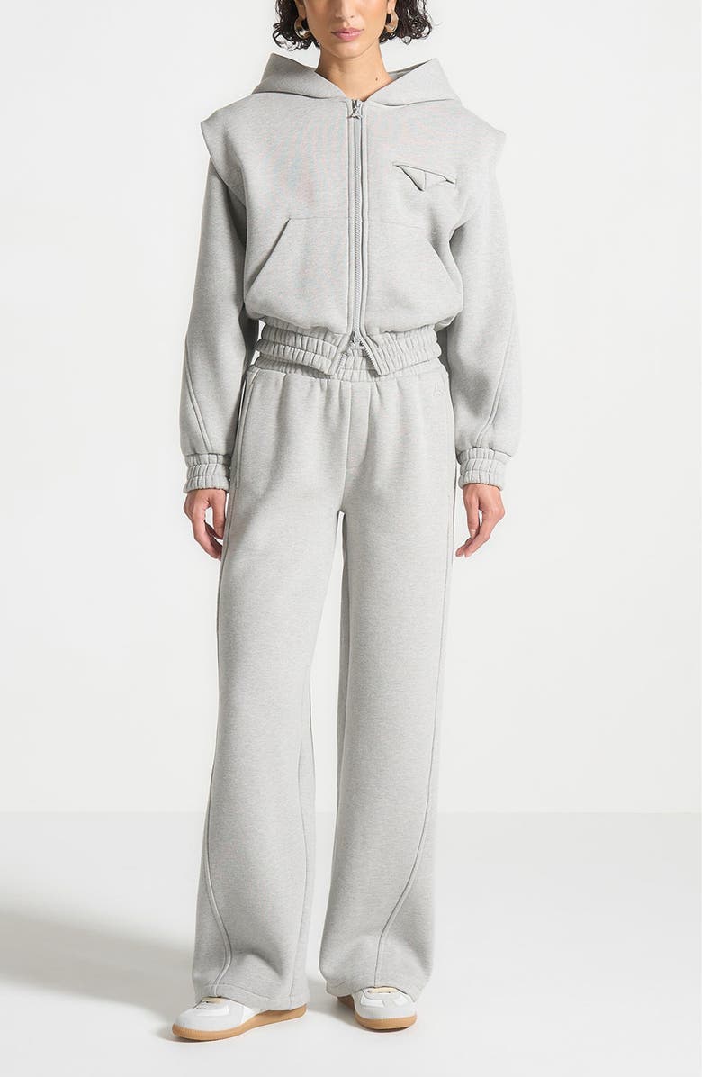 Manière De Voir Louna Wide Shoulder Zip Through Hoodie, Alternate, color, Grey