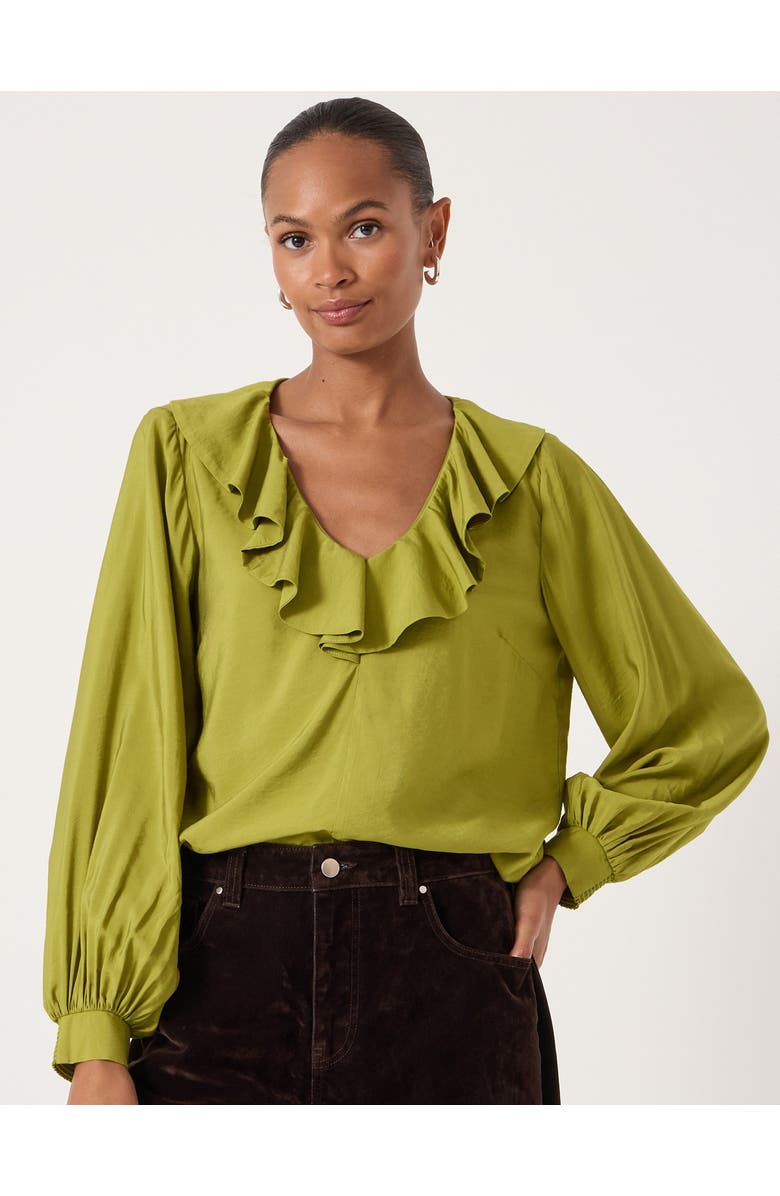 Hush Air Flow Ruffle Blouse, Main, color, Olive Green