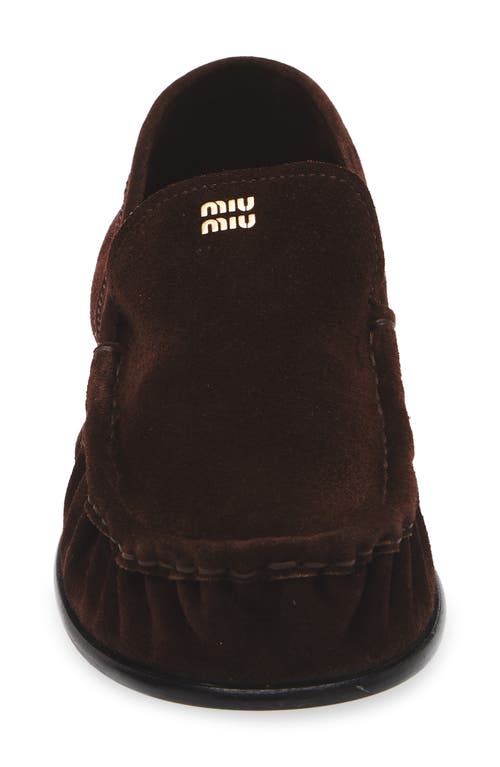 Miu Miu Leather Penny Loafers In Brown