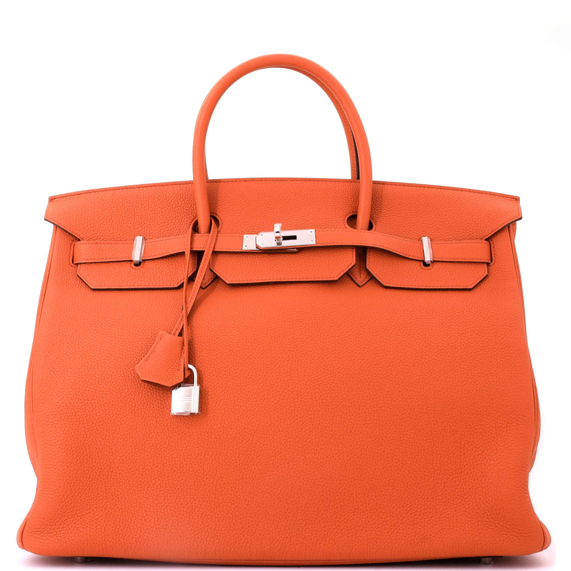 Pre-Owned Hermes Birkin Handbag Orange Togo with Palladium Hardware 40, Main, color, Terre Battue