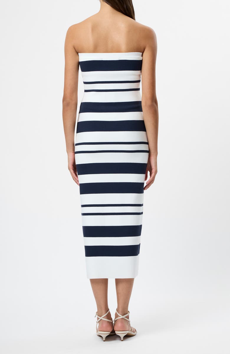 French Connection Maxime Stripe Strapless Midi Dress, Alternate, color, Summerwhite-Marine