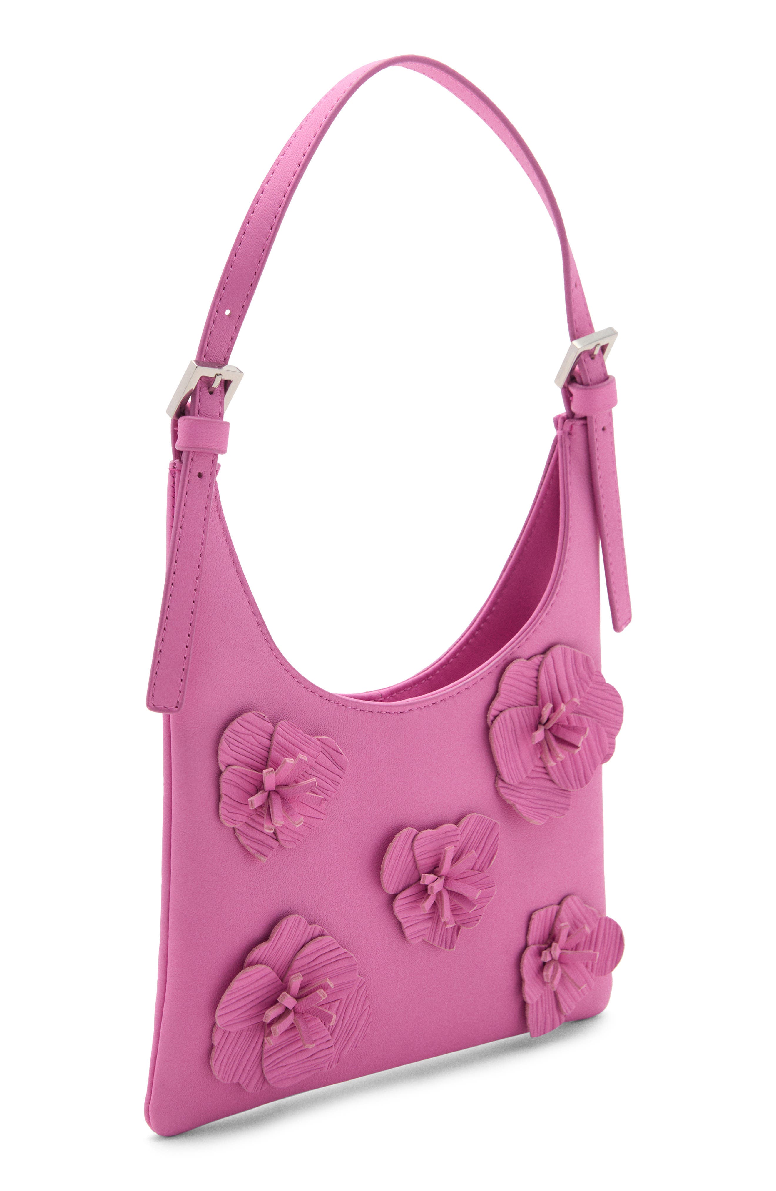 MANGO Floral Leather Shoulder Bag, Alternate, color, 
