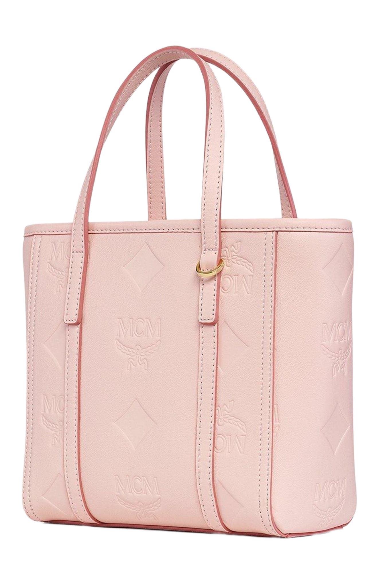 Mini Toni Top-Zip Shopper in Maxi Monogram Leather, Alternate, color, Lotus Pink