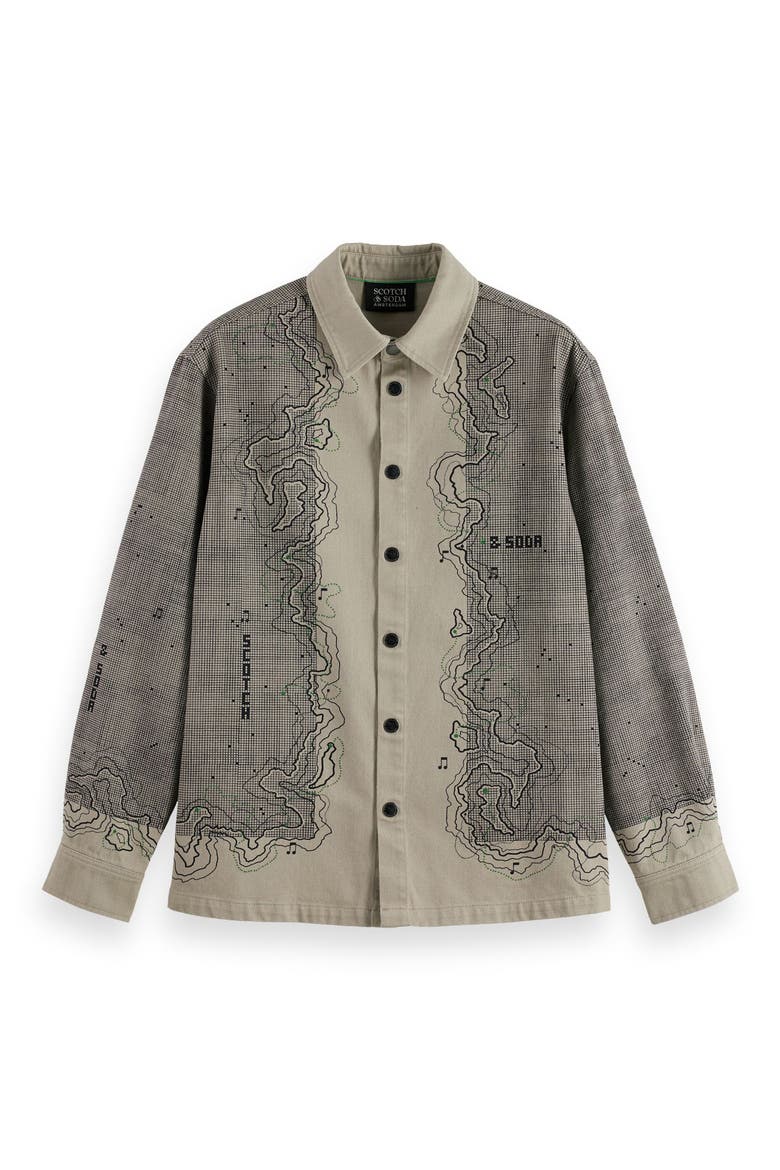 Map Graphic Snap-Up Overshirt, Alternate, color, PLAZA TAUPE