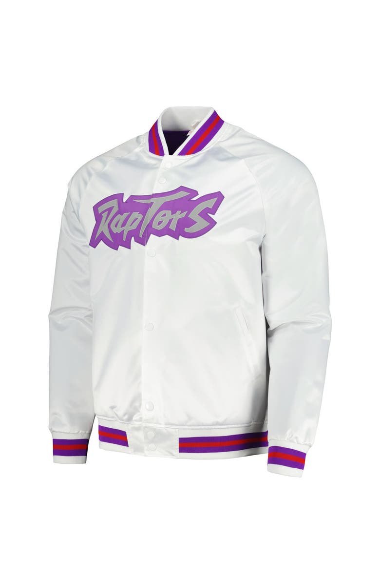 Mitchell & Ness Men's Mitchell & Ness White Toronto Raptors Hardwood Classics Throwback Wordmark Raglan Full-Snap Jacket, Alternate, color, White