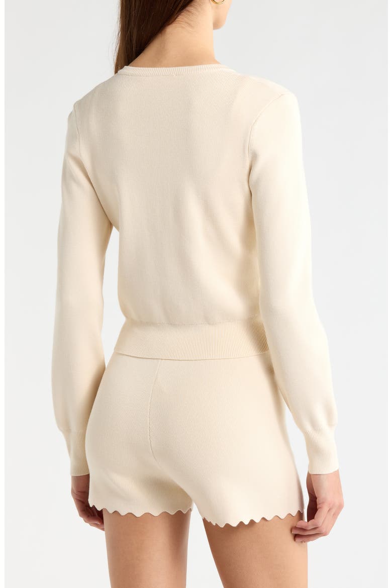 Scalloped Placket Crop Cardigan, Alternate, color, CREAM