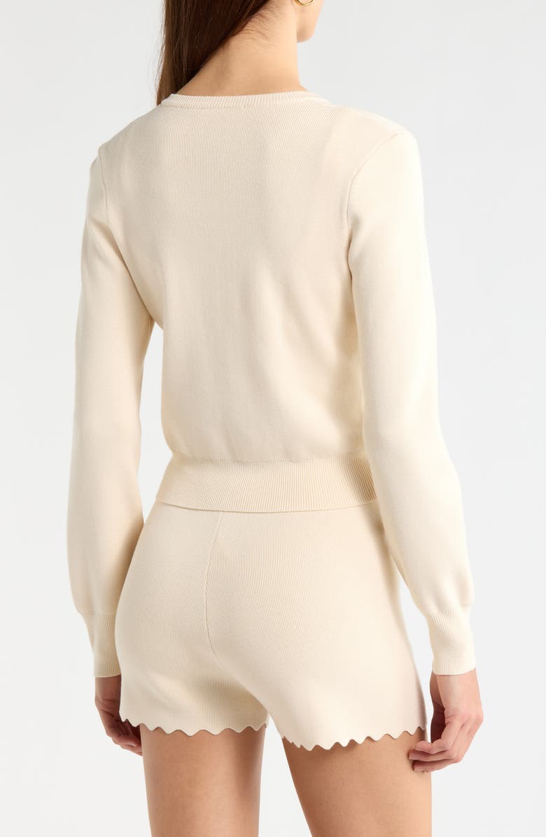 ASTR the Label Scalloped Placket Crop Cardigan, Alternate, color, Cream