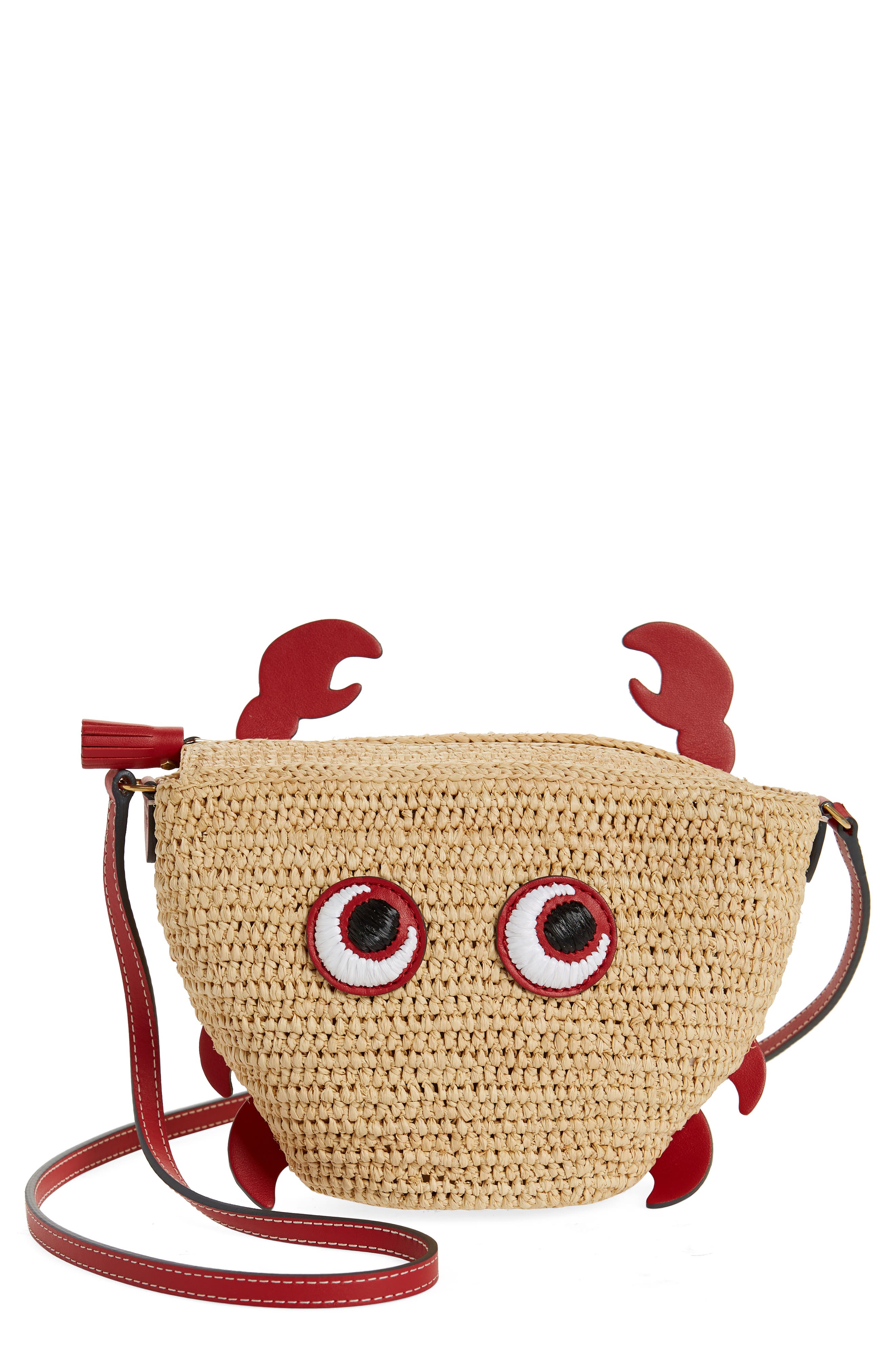 Anya Hindmarch Crab Raffia Crossbody Bag, Main, color, 
