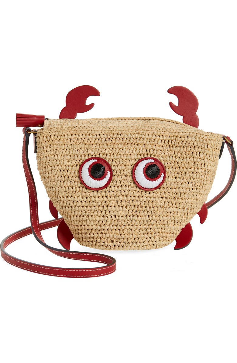 Anya Hindmarch Crab Raffia Crossbody Bag, Main, color,
