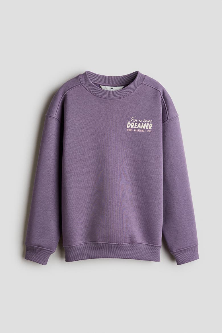 Loose-Fit Printed Sweatshirt, Alternate, color, Dusty lilac/Dreamer
