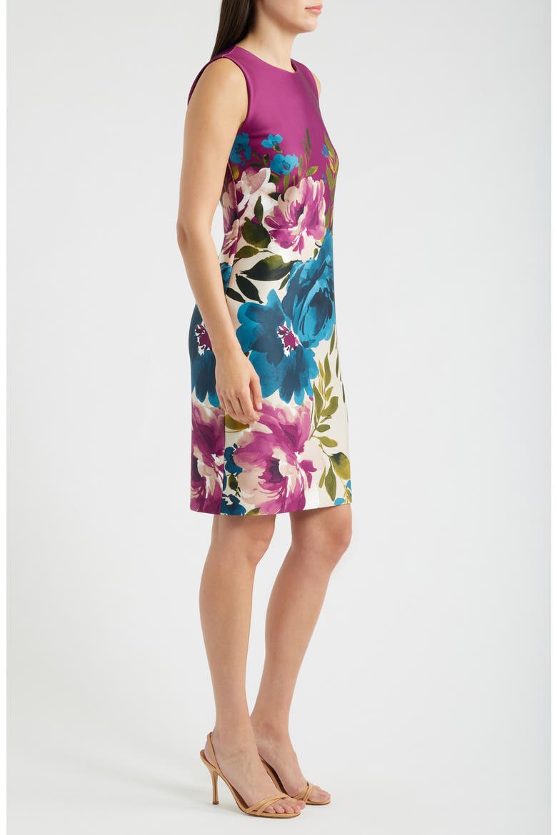 Print Sleeveless Sheath Dress, Alternate, color, BEET MULTI