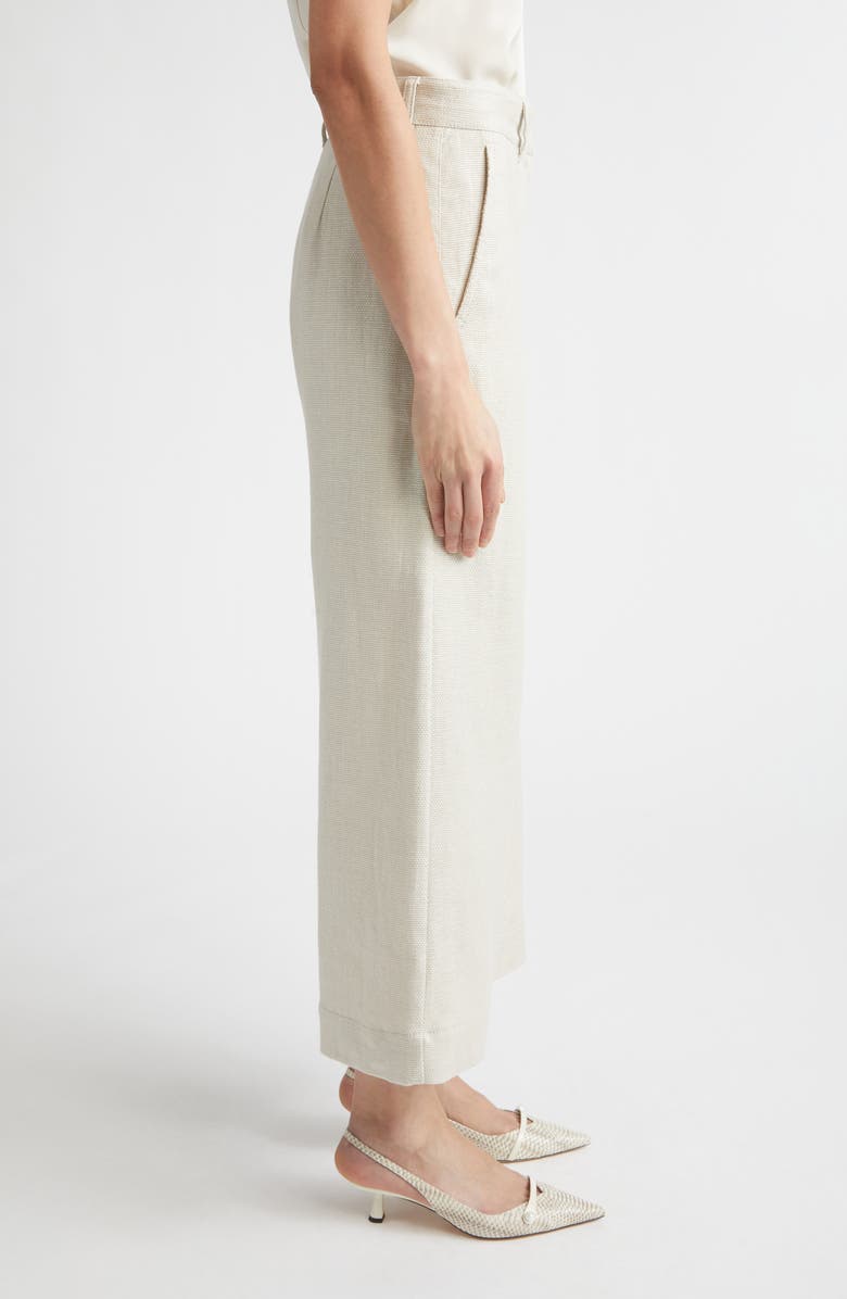 Max Mara Abissi Stretch Linen & Cotton Wide Leg Ankle Pants, Alternate, color, Ivory