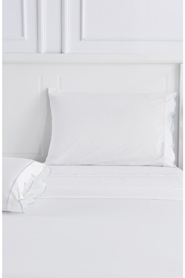 Scallop Frame 300 Thread Count Sheet Set, Alternate, color, BLUE