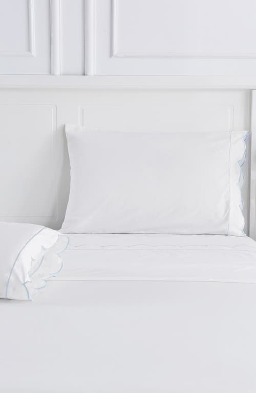 Melange Home Scallop Frame 300 Thread Count Sheet Set In Blue