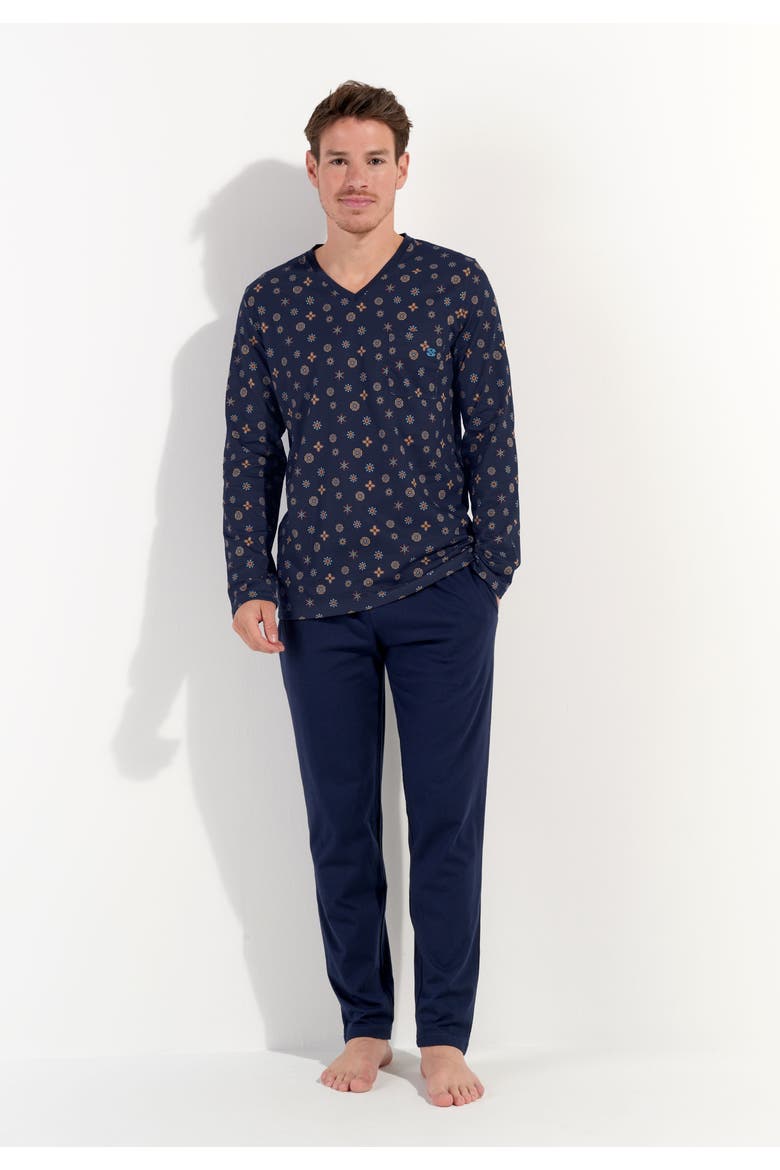 Mandala Long Sleepwear, Alternate, color, Navy Print