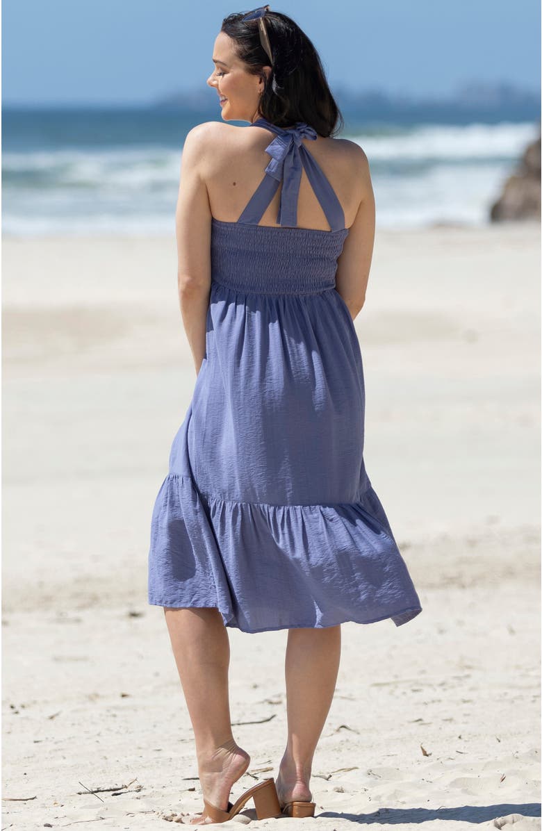 Angel Maternity Lily Maternity Summer Shirred Dress, Alternate, color, Blue