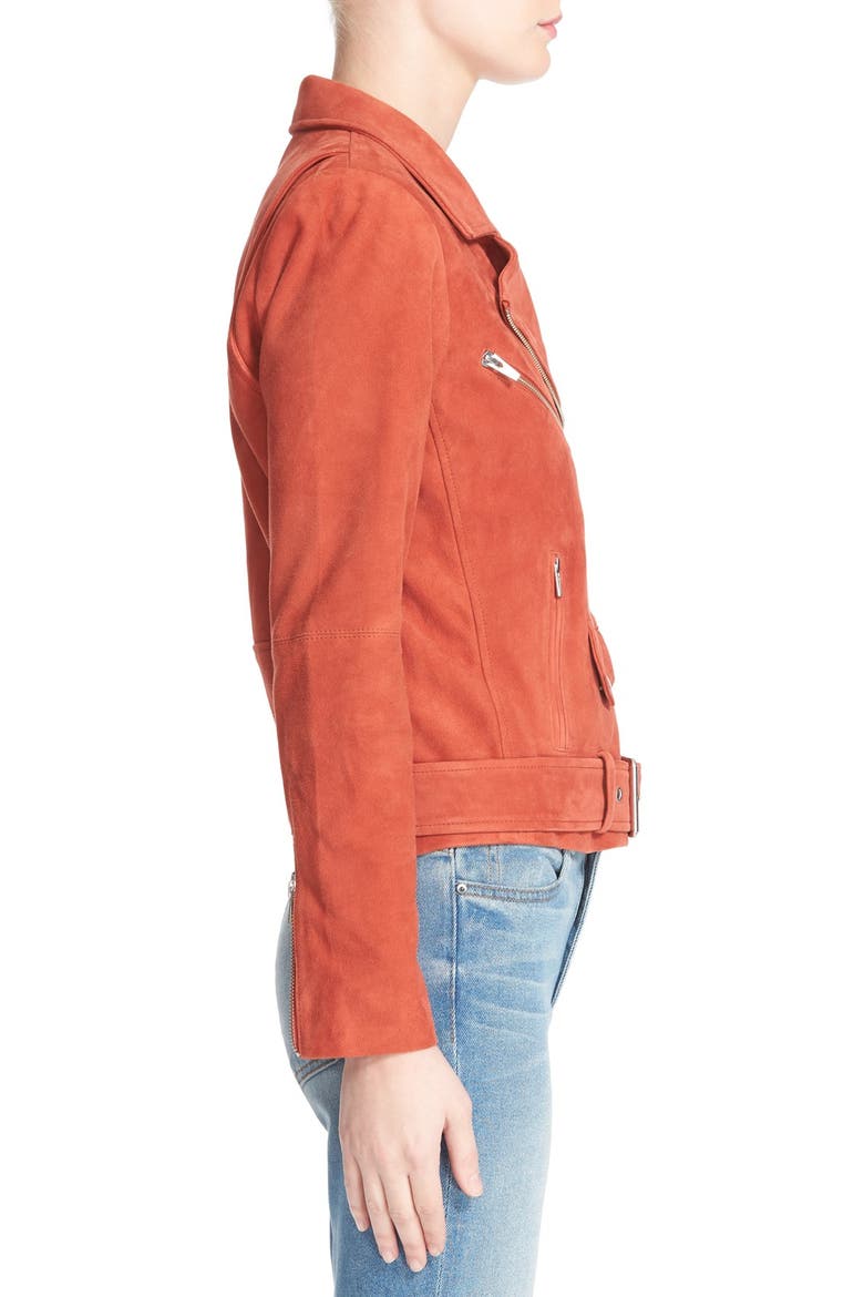 'Jayne' Suede Moto Jacket, Alternate, color, RUST