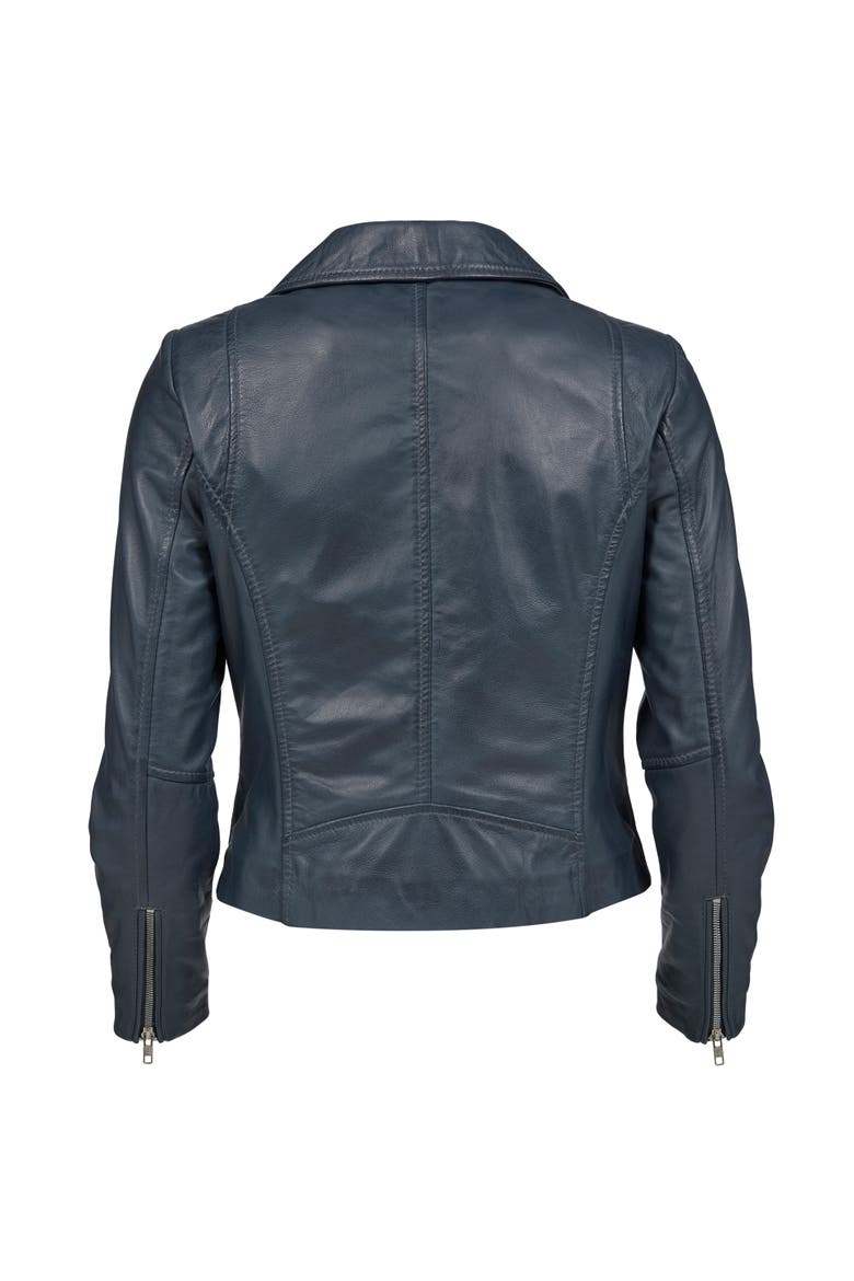 Leather Biker Jacket, Alternate, color, Indigo