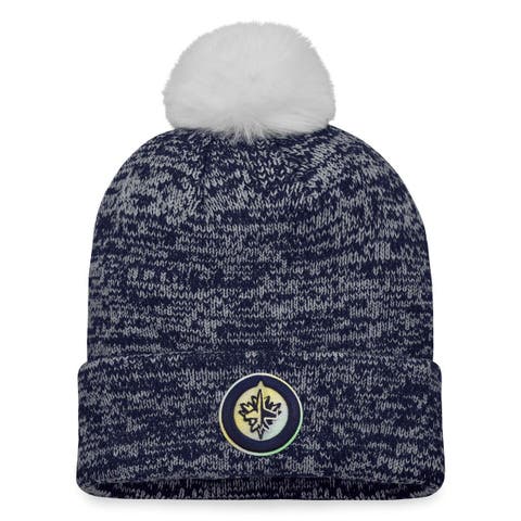 Women's Fanatics Branded Navy Winnipeg Jets Glimmer Cuffed Knit Hat with Pom