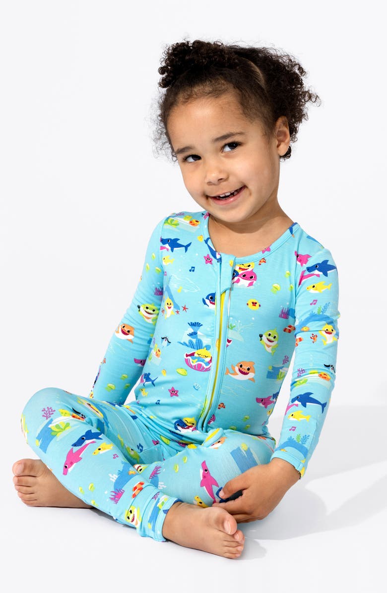 Bellabu Bear Baby Shark Fitted Convertible One-Piece Pajamas, Alternate, color, 