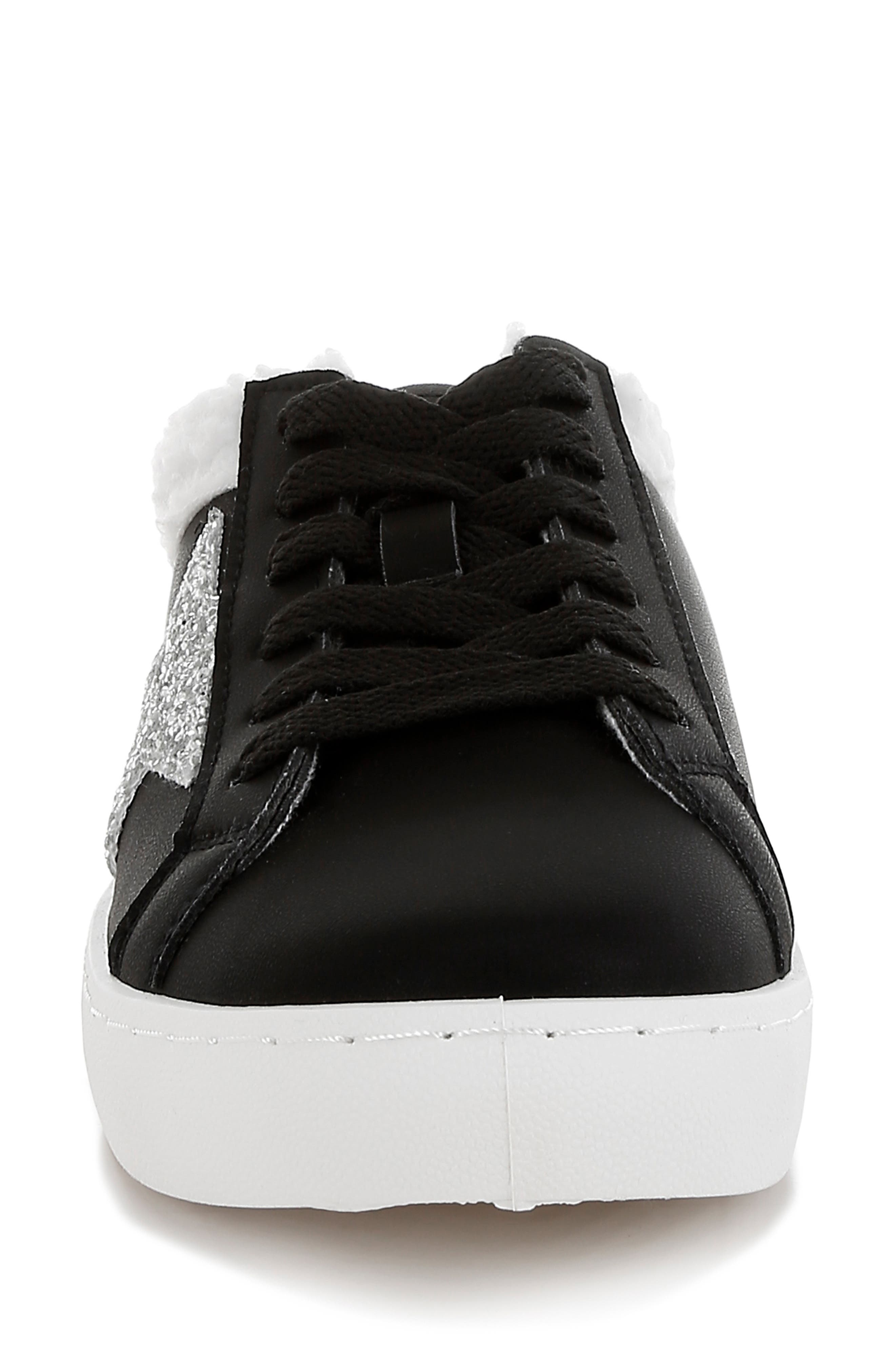 LONDON RAG Moxie Faux Shearling Trim Sneaker, Alternate, color, Black