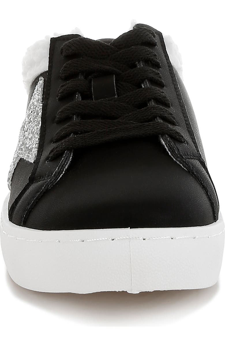 LONDON RAG Moxie Faux Shearling Trim Sneaker, Alternate, color, Black