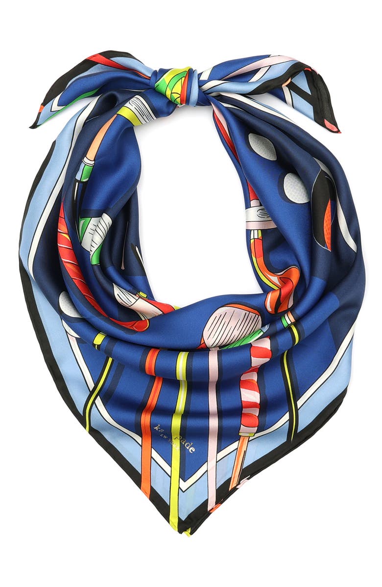 Kate Spade New York 18th hole square silk scarf, Alternate, color, 