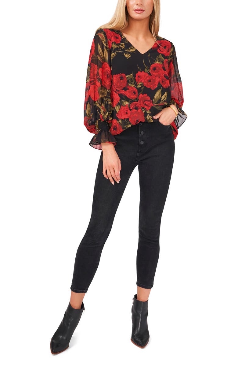 Vince Camuto Floral Print Long Sleeve Blouse, Alternate, color, 