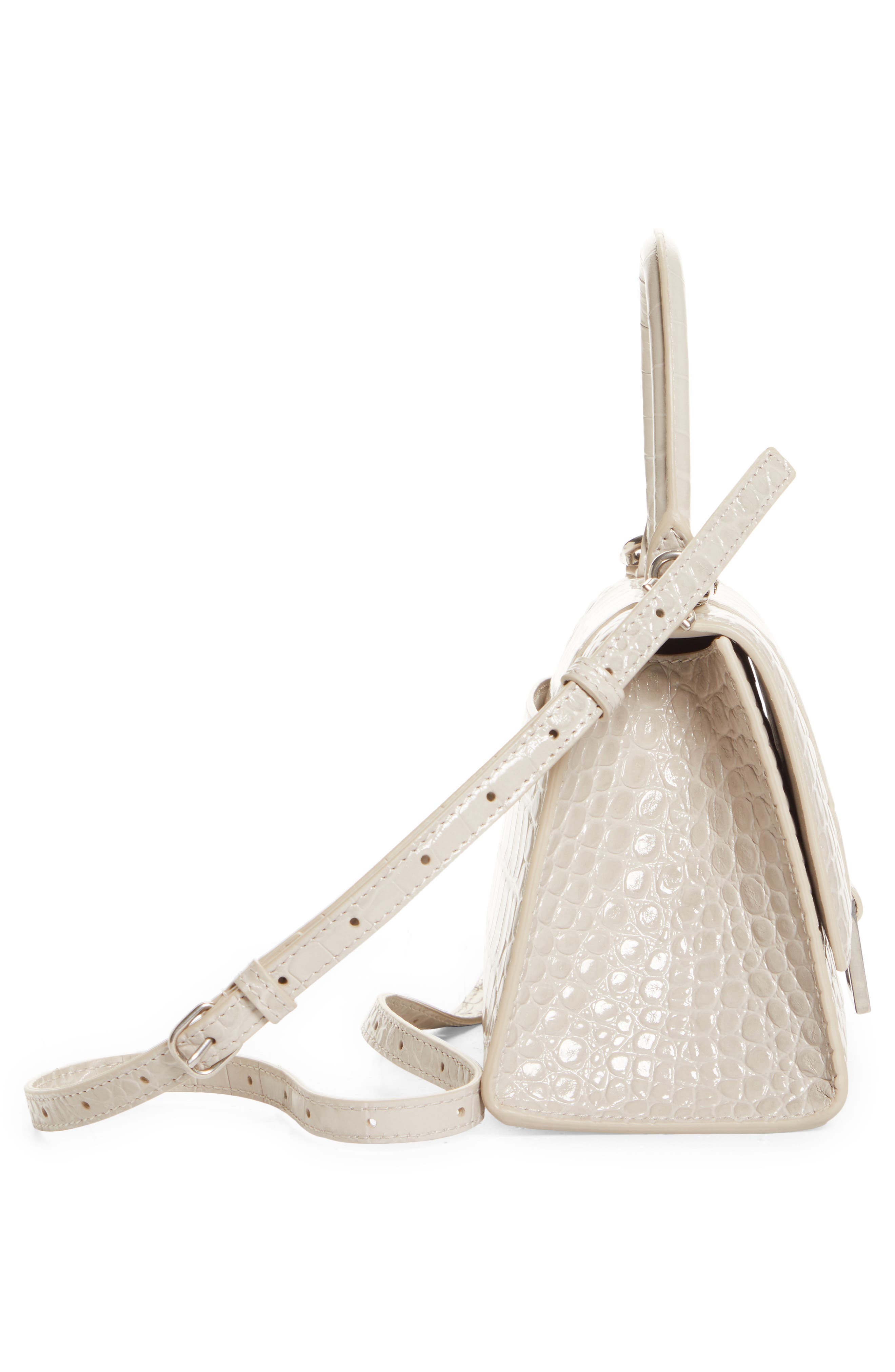 Balenciaga Small Hourglass Croc Embossed Leather Top Handle Bag, Alternate, color, 