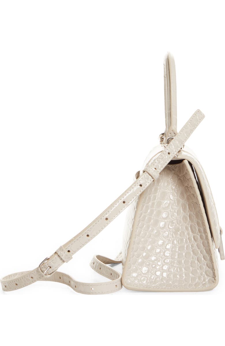 Balenciaga Small Hourglass Croc Embossed Leather Top Handle Bag, Alternate, color,