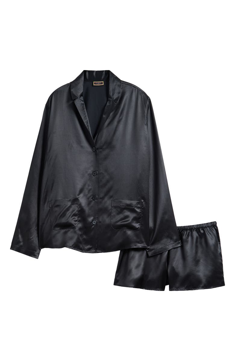 Kurt Geiger London Silk Blend Satin Pajamas, Main, color, Black