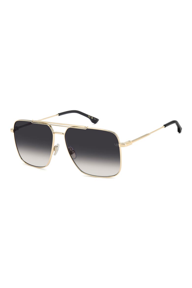 VB 1019/S 60mm Rectangular Aviator Sunglasses, Alternate, color, GOLD BLACK/ DARK GREY SF