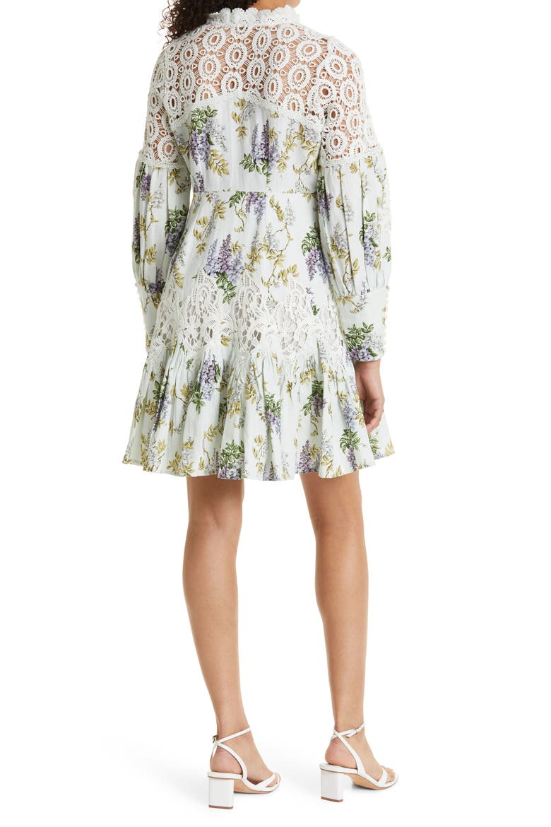 Linen Blend Long Sleeve Minidress, Alternate, color, WALLPAPER