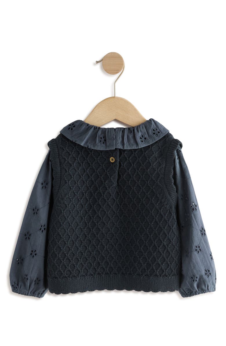 NEXT Kids' Mixed Media Cotton Layered Look Sweater Vest, Alternate, color, Blue