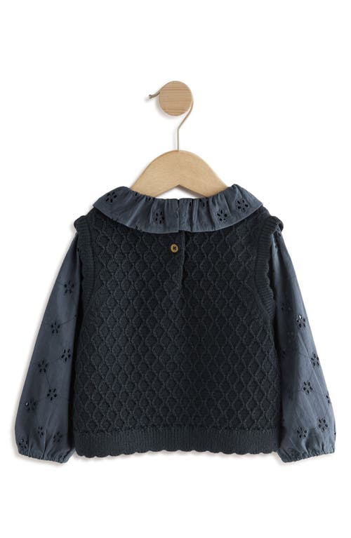 Next Kids' Mixed Media Cotton Layered Look Sweater Vest In Black
