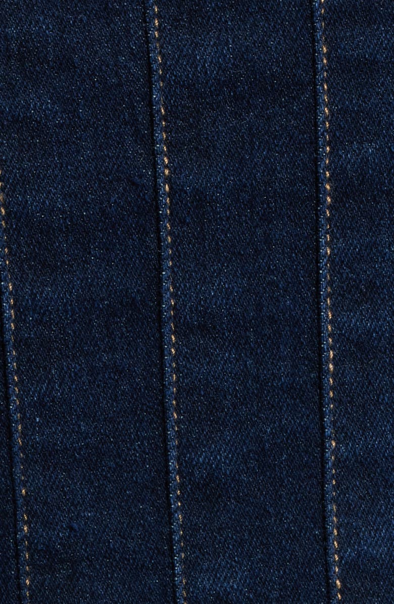 MOON RIVER Pleated Belted Cotton Blend Denim Midi Dress, Alternate, color, Indigo