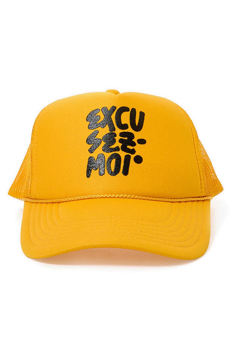 Clare V. Excusez Moi Trucker Hat, Main, color, Marigold