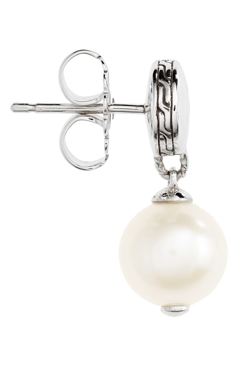 John Hardy Hammered Dot Pearl Drop Earrings, Alternate, color, White