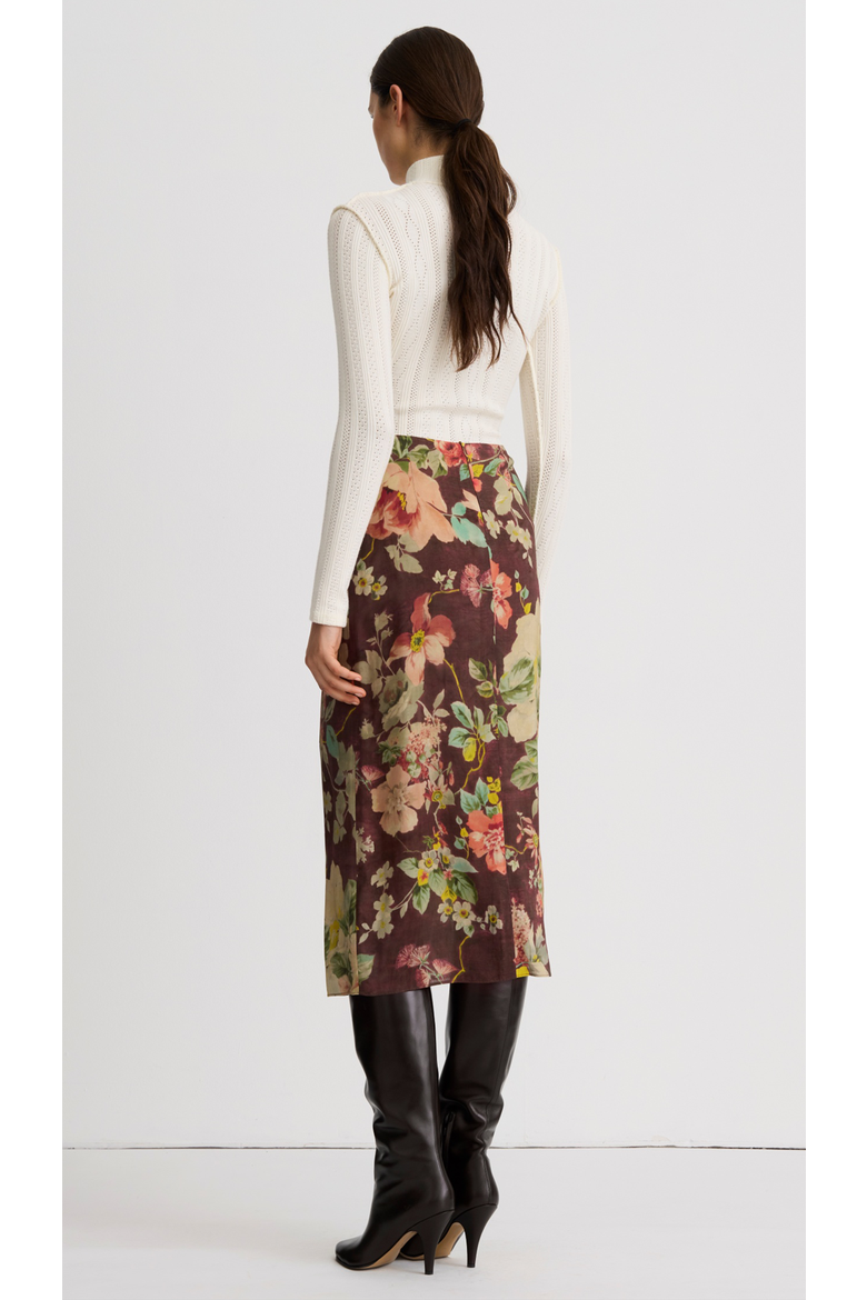 Asymmetrical Overlay Skirt, Alternate, color, Mocha Floral