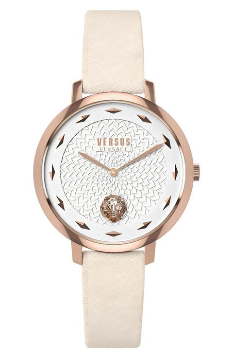 Versace Women's La Villette Leather Strap Watch, 36mm x 9.4mm