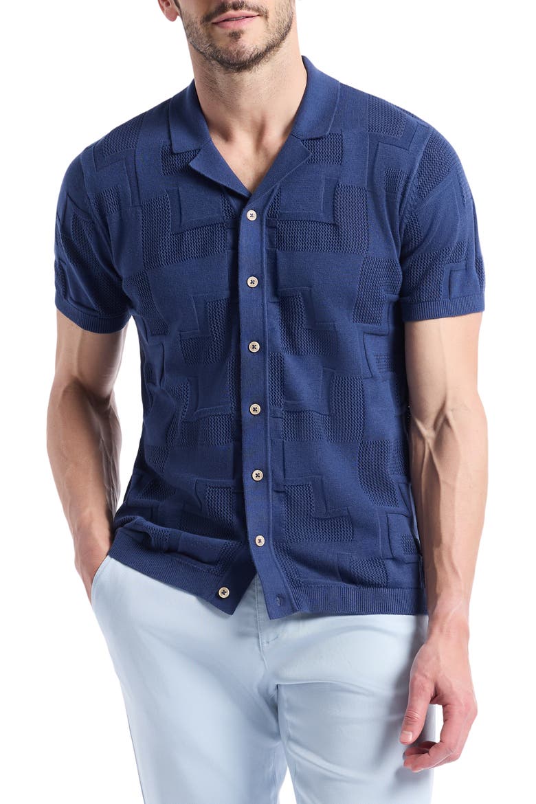 Drayford Short Sleeve Sweater, Main, color, NAVY