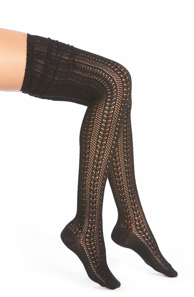 Free People 'Hammock' Openwork Knit Thigh High Socks, Main, color,