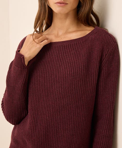 Pact Luxe Knit Boatneck Sweater In Burgundy