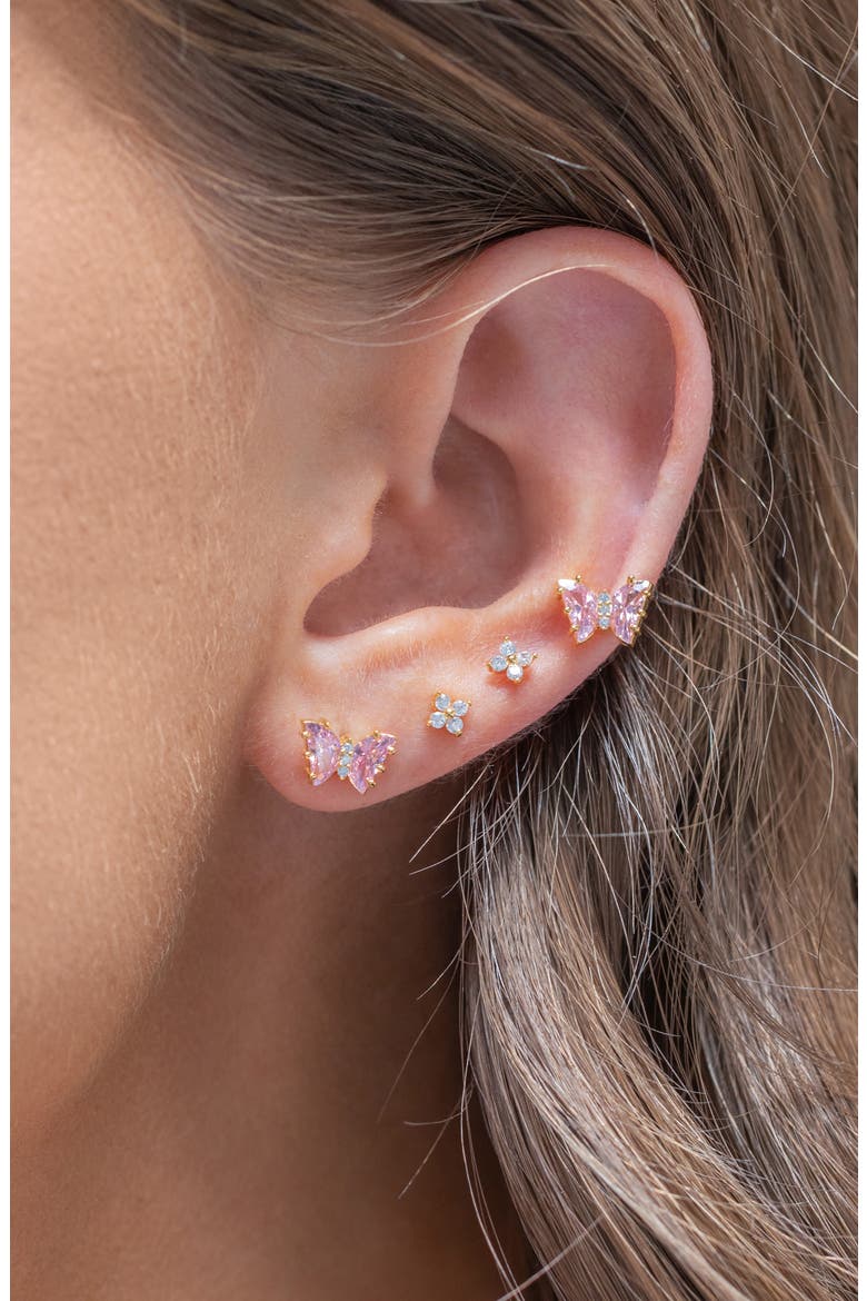 Flutter Love Stud Earrings, Alternate, color, GOLD