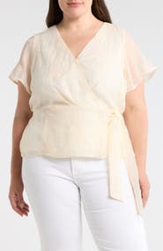 Liverpool Los Angeles Embroidered Wrap Top